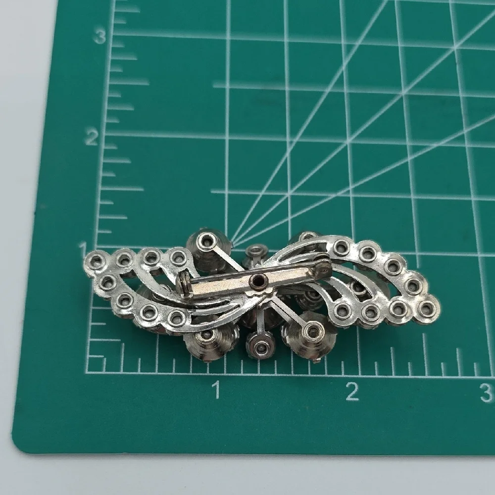 Elegant Vintage Silver and Iridescent Crystal Brooch